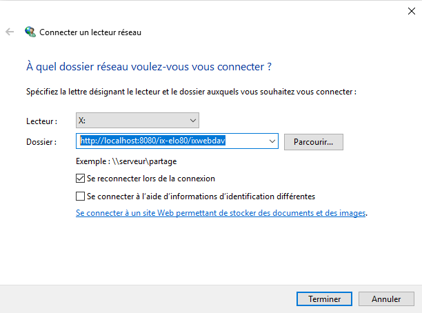 Connecter le lecteur réseau sous Windows