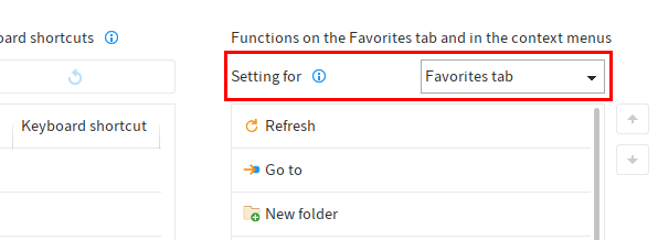 Settings for the quick launch toolbar