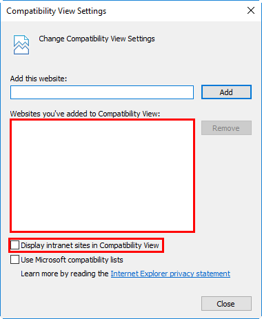 'Compatibility mode settings' dialog box