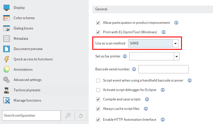 Configuration in the ELO Java Client