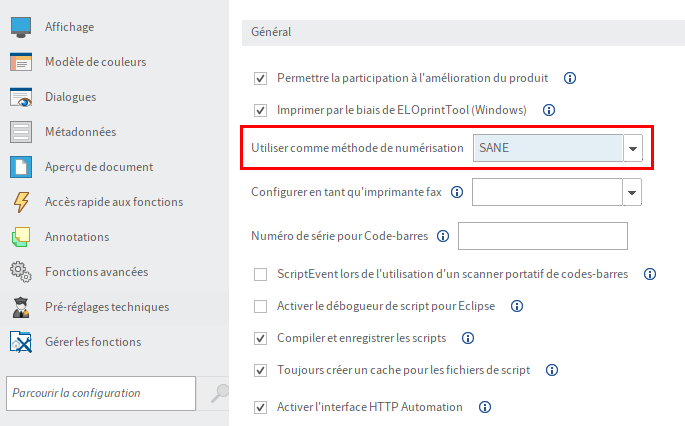 Configuration dans le client Java ELO