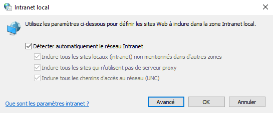 Modifier la zone 'Internet local'