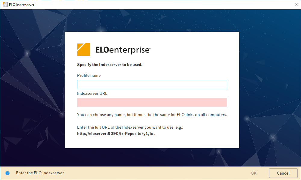 'ELO Indexserver' dialog box