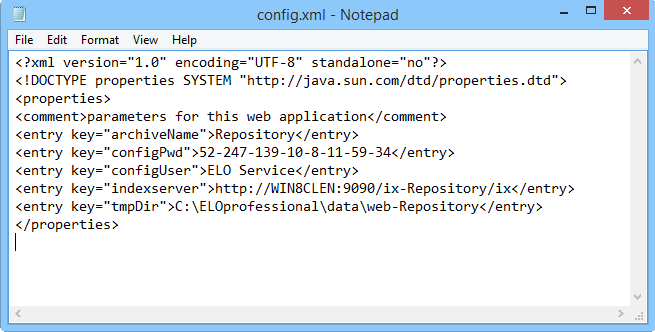 Example of a "config.xml" configuration file