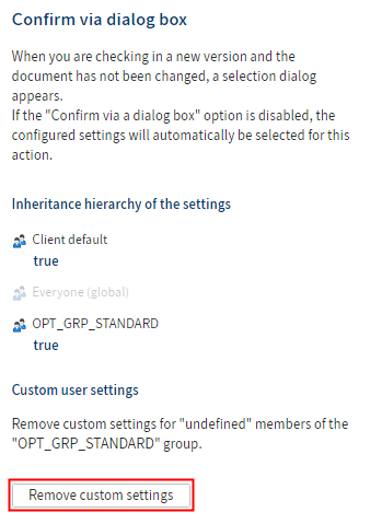 ELO Web Client configuration; Inheritance hierarchy of the settings; Remove individual settings