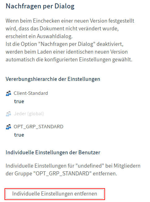 ELO Web Client Konfiguration; Vererbungshierarchie der Einstellungen; Individuelle Einstellungen entfernen