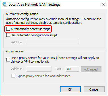 Editing the option for local network settings