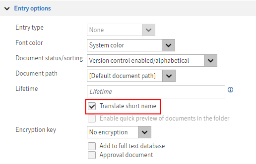 'Translate short name' option