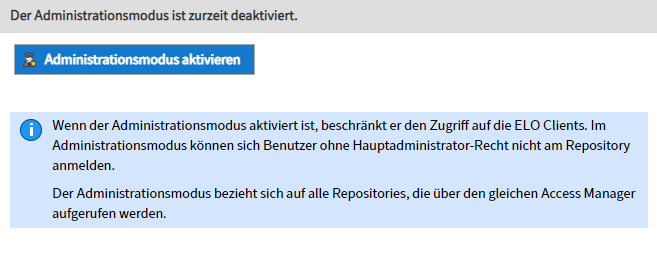 Menüpunkt 'Administrationsmodus'