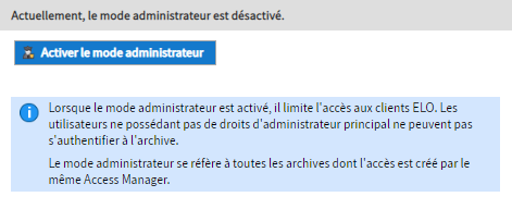 Point de menu 'Mode administrateur'