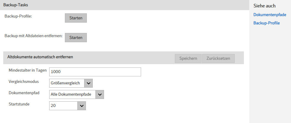 Menüpunkt 'Backup-Tasks'