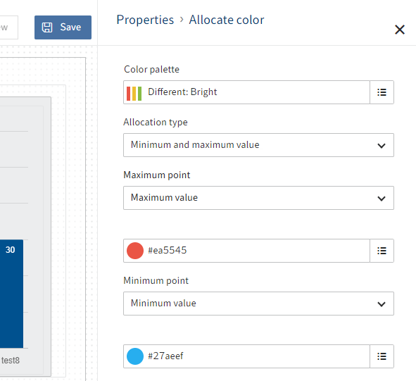 Example of assigning colors according to minimum and maximum values