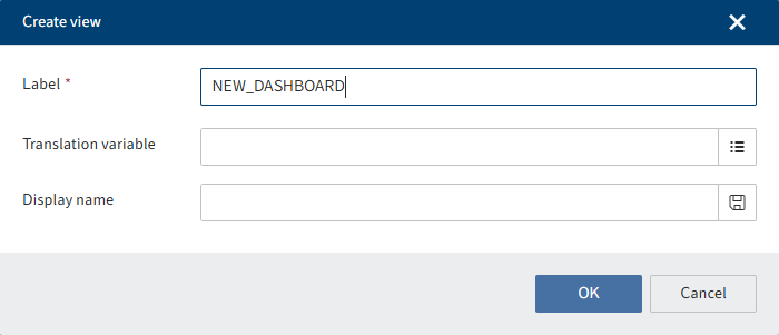 'Create view' dialog box