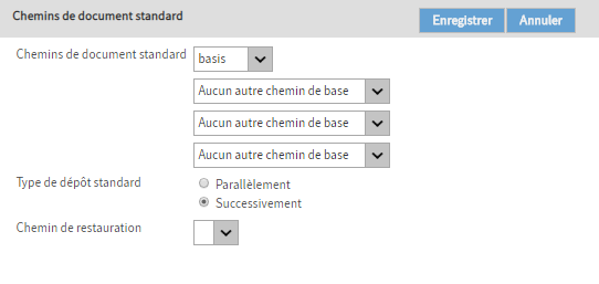 Point de menu 'Chemins de document standards'