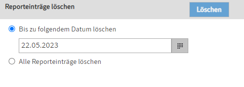 Menüpunkt 'Reporteinträge löschen'