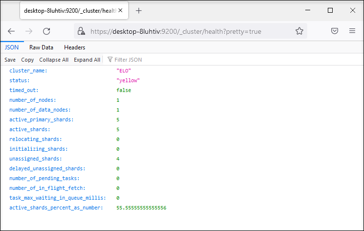 Elasticsearch health status