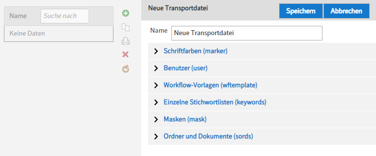 Menüpunkt 'ELO Transport'