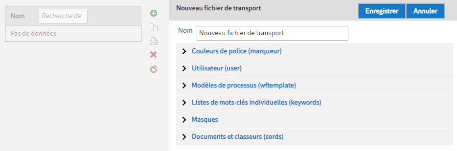 Point de menu 'ELO Transport'