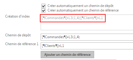 Structure de l'index avec plusieurs chemins