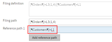 Filing definition for a reference path