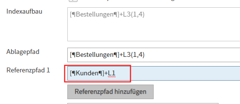 Indexaufbau für einen Referenzpfad