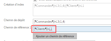 structure d'index pour un chemin de référence