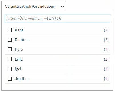 Filter für Benutzerfelder