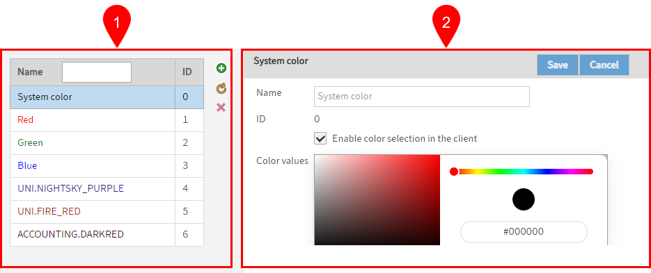 'Font colors' menu item