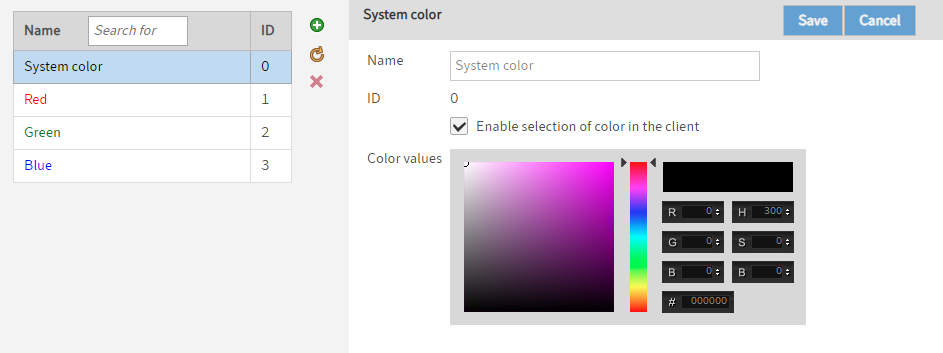 'Font colors' menu item