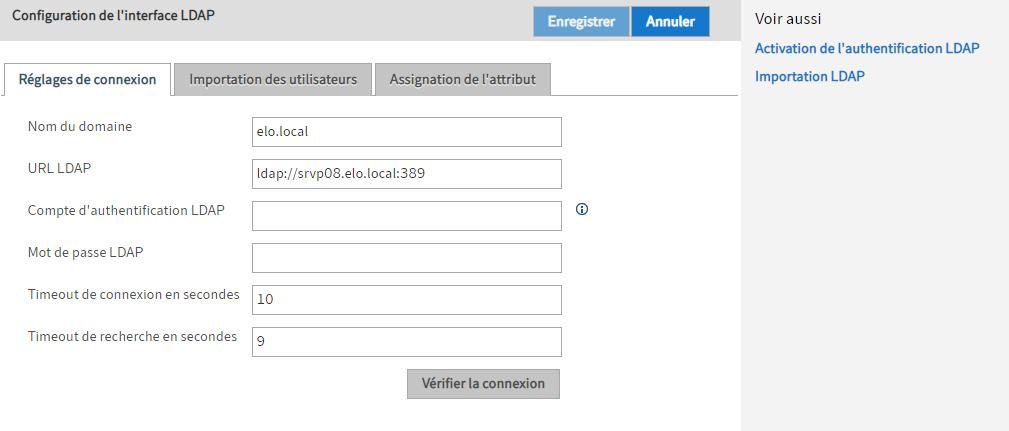 Configuration de l'interface LDAP