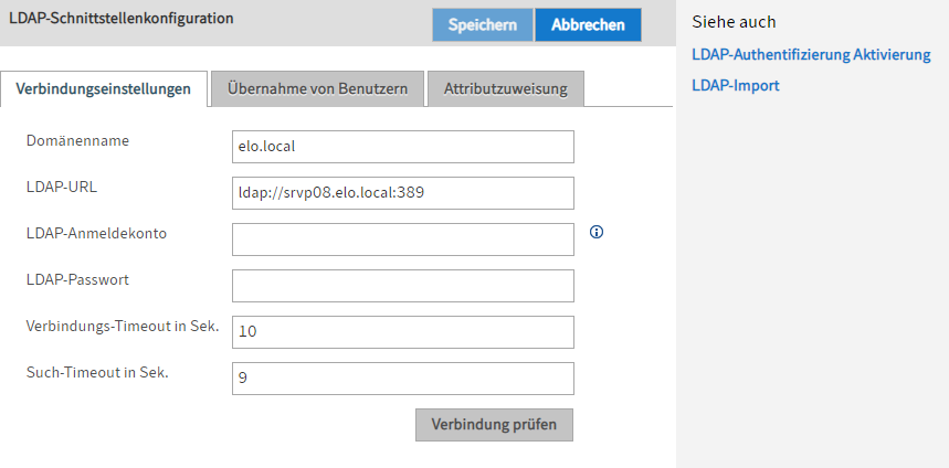 LDAP-Schnittstellenkonfiguration