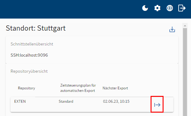 Button 'Export starten'