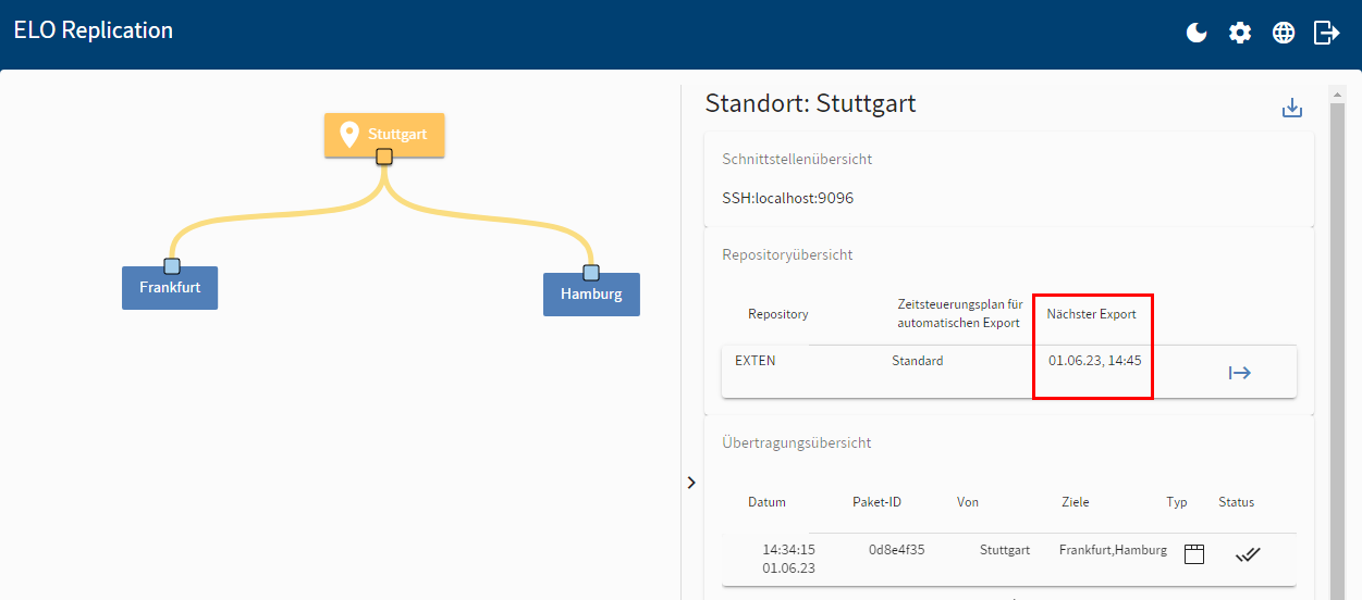 Zeitpunkt des nächsten Datenexports