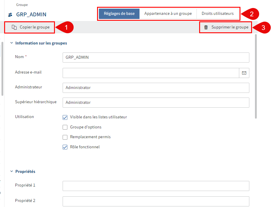 Detailansicht 'Gruppe' in der ELO Administration Console