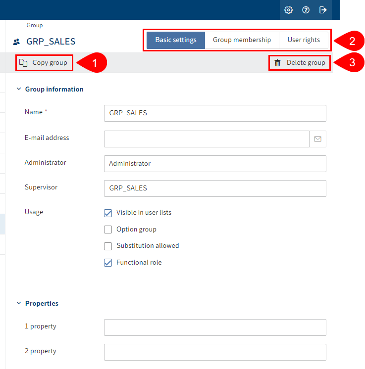 'Group' detailed view in the ELO Administration Console