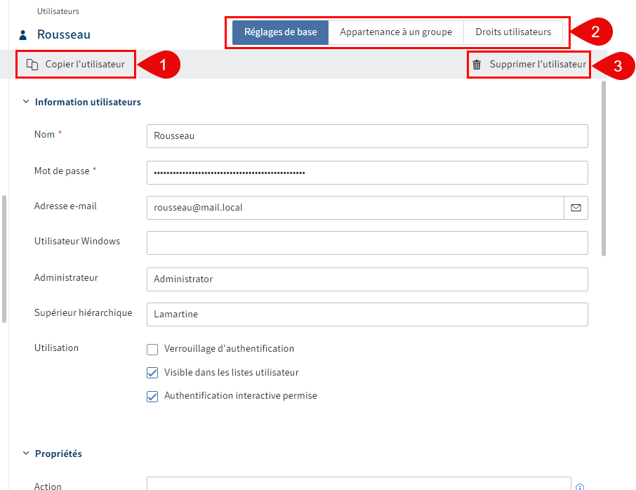 Detailansicht 'Benutzer' in der ELO Administration Console