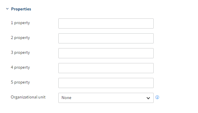 'Properties' area on the 'Basic settings' tab for groups