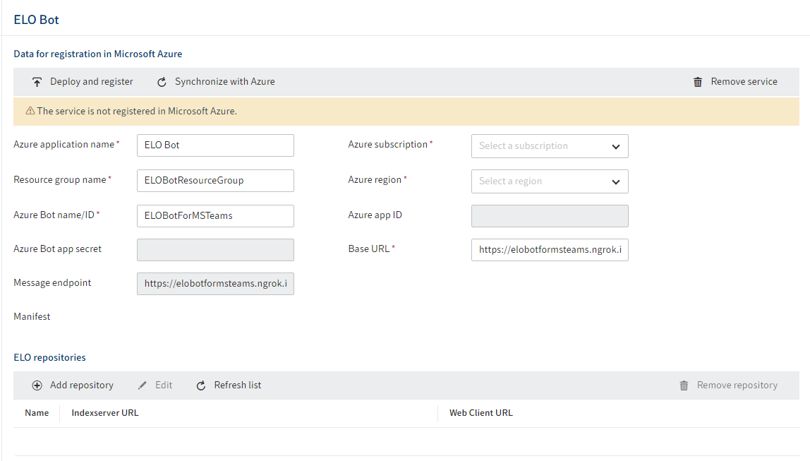 Configuration interface for a service