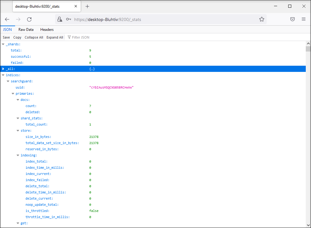 Statistical values in the browser