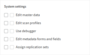 User rights; 'System settings' section