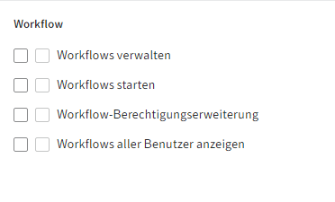 Benutzerrechte; Abschnitt 'Workflow'