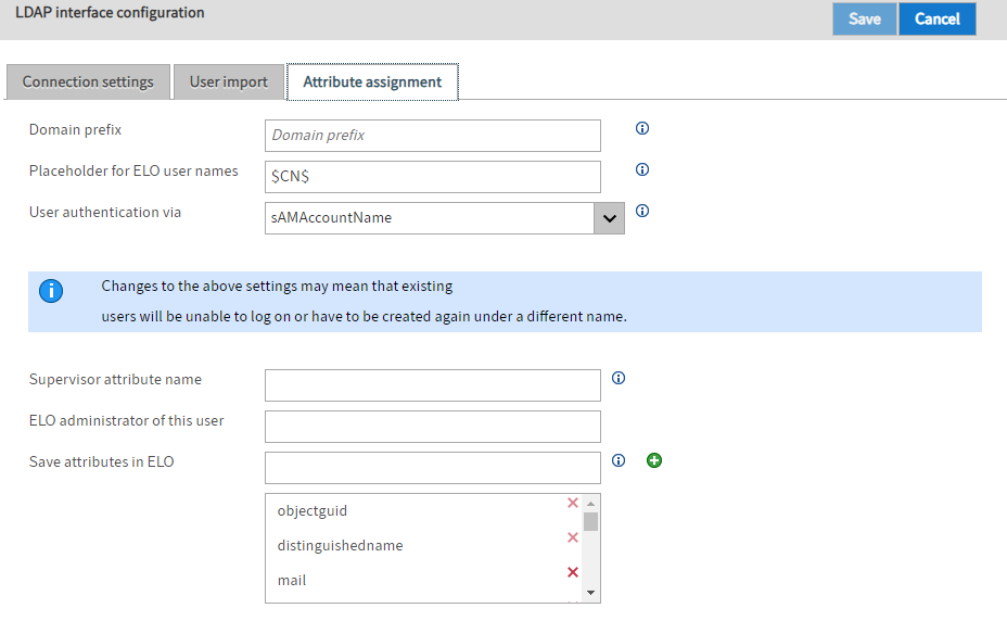 'Attribute assignment' tab