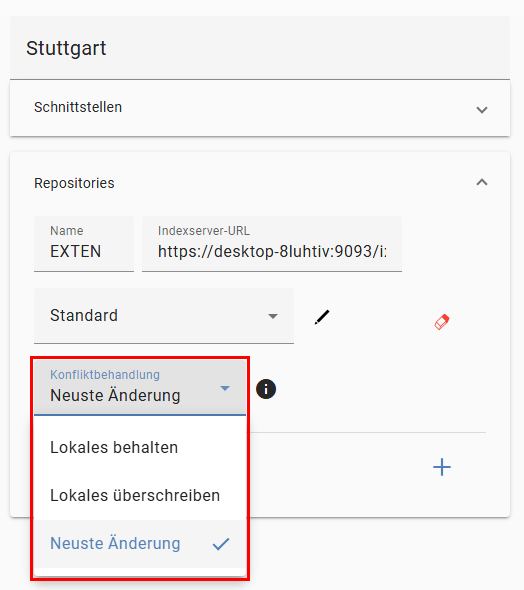 Einstellung 'Repositorys'; Konfliktbehandlung
