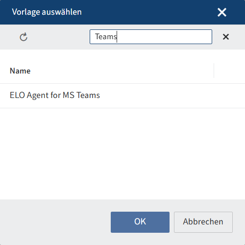 Dialog 'Vorlage auswählen'