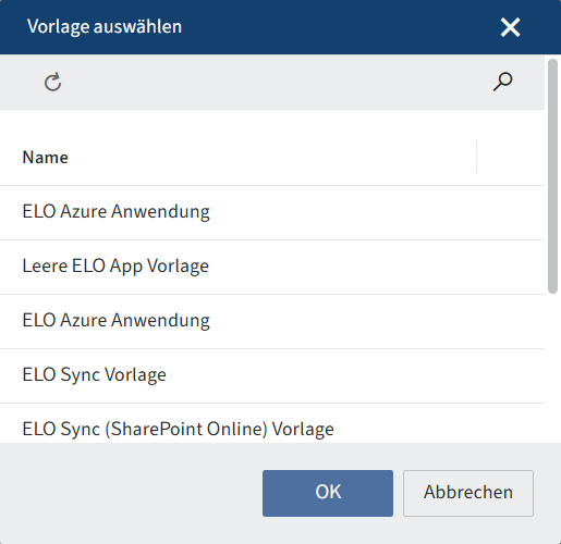 Dialog 'Vorlage auswählen'