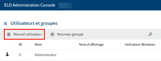 Créer un nouvel utilisateur dans la console d'administration ELO