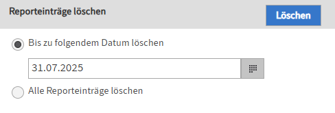 Bereich 'Reporteinträge löschen'