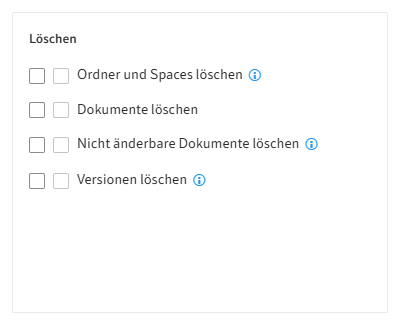 Benutzerrechte; Abschnitt 'Löschen'