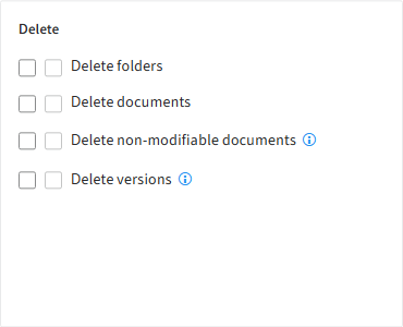 User rights; 'Delete' section