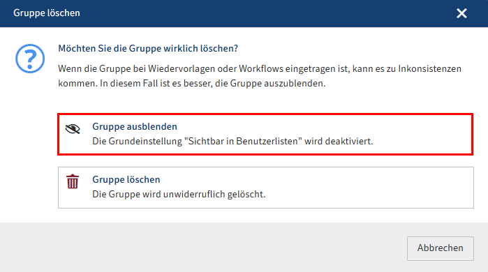 Dialog 'Gruppe löschen'